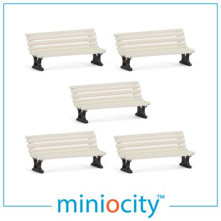 076-709 Station Benches - White (Pack of 5) OO Gauge 1:76 scale
