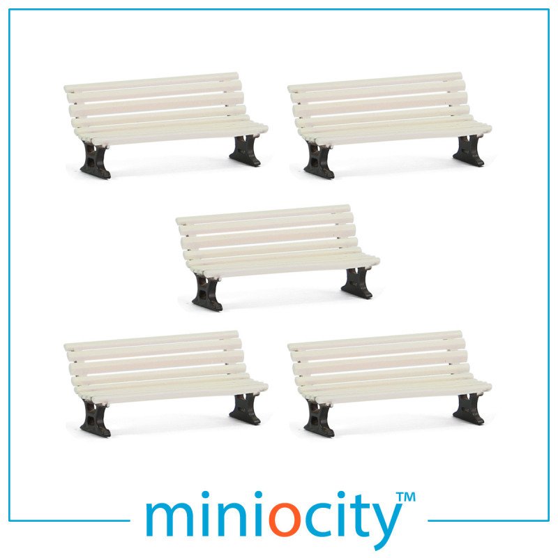 076-709 Station Benches - White (Pack of 5) OO Gauge 1:76 scale
