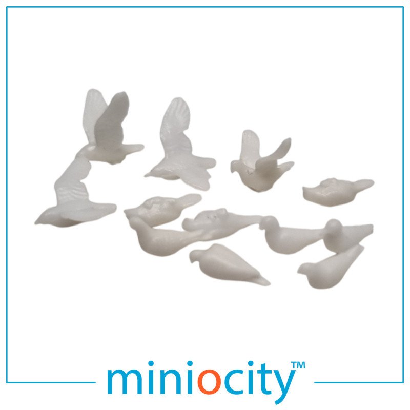 076-504 Doves, Pigeons & Seagulls - Unpainted (Pack of 12) OO Gauge 1:76 Scale Figures