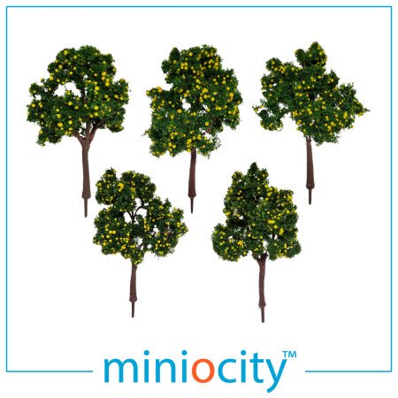 076-703 Yellow Fruit Trees (Pack of 5) OO Gauge 1:76 Scale Scenery