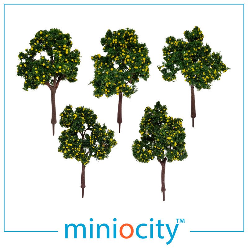 076-703 Yellow Fruit Trees (Pack of 5) OO Gauge 1:76 Scale Scenery